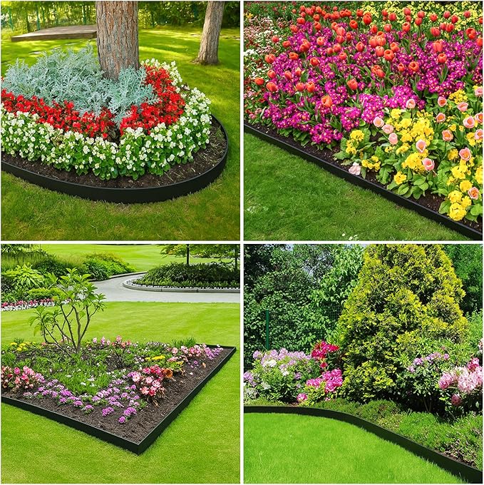 MIXC 33ft, 1.5in Tall Landscape Edging Kit with 50 Spikes, Not Digging Flexible Plastic Edge Border for Landscaping, Lawn, Garden, Flower Beds, Yard, Paver, Playground, Fence, Pathway,1pack,33ft