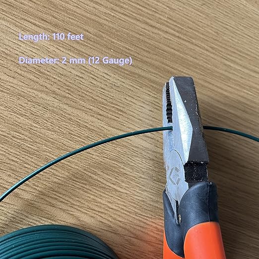 12 AWG (2mm) Plastic Coated Garden Wire 110 Feet Twist Tie Wire for Training Vines Roses and Other Climbing Plants