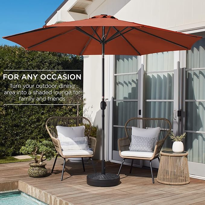 Best Choice Products 10ft Outdoor Steel Polyester Market Patio Umbrella w/Crank, Easy Push Button, Tilt, Table Compatible