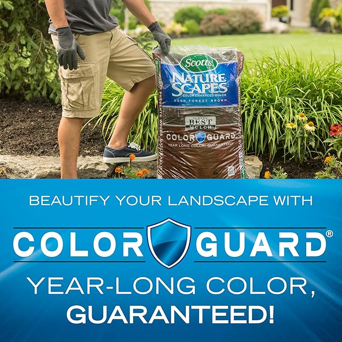 Scotts Nature Scapes Color Enhanced Mulch Deep Forest Brown - Wood Shredded and Bagged Brown Landscaping Mulch, Bulk Mulch Pallet - 1.5 cu. ft. Bags, Pallet of 80
