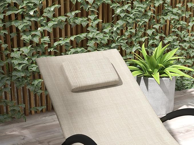 Outsunny Rocking Chair, Zero Gravity Patio Chaise Sun Lounger, Outdoor Rocker, UV Water Resistant, Pillow for Sunbathing, Lawn, Garden or Pool, Light Brown