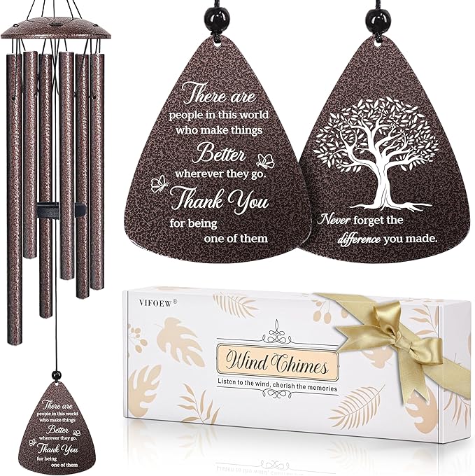 Thank You Gifts for Women Men, 32" Wind Chimes Thank You Gift, Appreciation Gifts for Employee Coworkers Pastor Teachers Colleague, Thanksgiving Day Hostess Gift for Family Friends, Home Decor