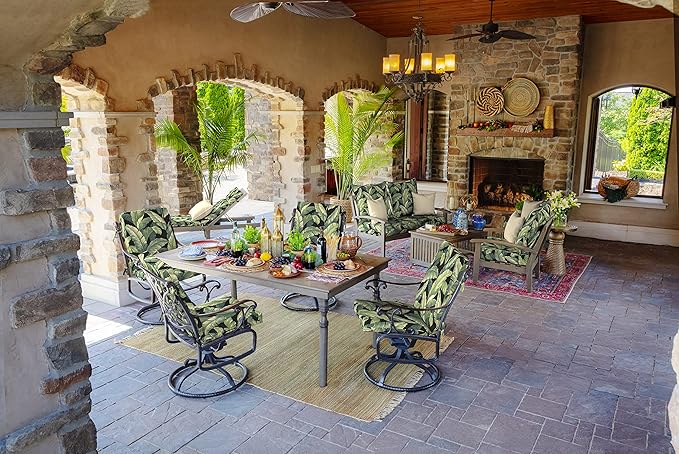 ARDEN Outdoor Midback Chair Cushion, 18 x 16.5, Water Repellent, Fade Resistant 18 x 16.5, Onyx Cebu