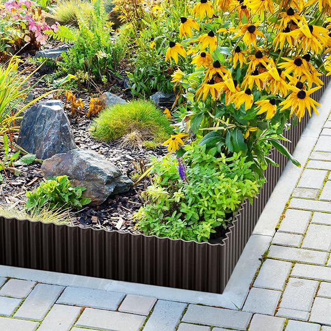 Corrugated Metal Garden Edging 6" x 40Ft, Landscape Edging Border for Lawn, Flower Bed, Garden Fence, Paver Edging (Black)