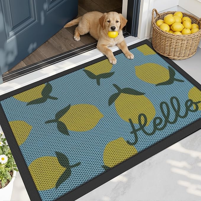 Color&Geometry Outdoor Doormats 32"x48", Yellow- Dirt Trapping, Non-Slip, Durable, Low Profile, Easy Clean, Sturdy Rubber Entry Rug, Front Door Mat for Inside House/Entrance/Entryway