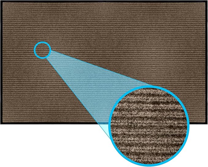 LuxUrux Striped Brown Door Mat - Heavy-Duty, Indoor/Outdoor, Waterproof, Low-Profile (4x8 Feet) - Durable Solution for High Traffic Areas