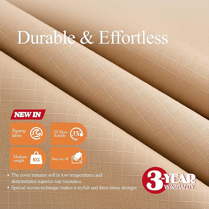 WJ-X3 Patio Chair Cover, Outdoor Lounge Cover, Heavy Duty, Waterproof Lawn Chair Covers, 36W x 40D x 36H, Beige/Coffee, 2-Pack