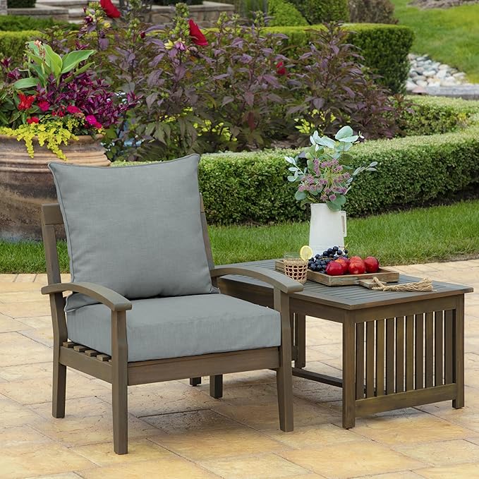 Arden Outdoor Foam Deep Seat Cushion Set, 22 in x 24 in, Weather-Proof, Rain-Proof, Fade Resistant Patio Cushion, Bottom and Back Cushion for Chair, Sofa, and Couch Stone Grey Leala