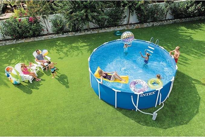 INTEX 28241EP 15Ft X 48In Metal Frame Above Ground Swimming Pool Set, Includes 1000 GPH Cartridge Filter Pump, Removable Ladder, Pool Cover, Ground Cloth