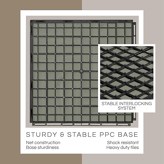 10 Pcs Deck Tiles, Patio Flooring - Outdoor Waterproof Acacia Wood Tiles for All Weather Use - Balcony, Backyard, Indoor & Outdoor (Green Crossed Pattern, 10 Square Ft)
