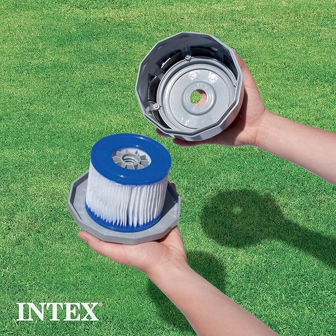 INTEX Pool Metal Frame 10'x30" Round Outdoor Swimming Pool Set with 330 GPH Filter Pump, Pool Cover, and Type H Filter Cartridge Replacements (6 pack)