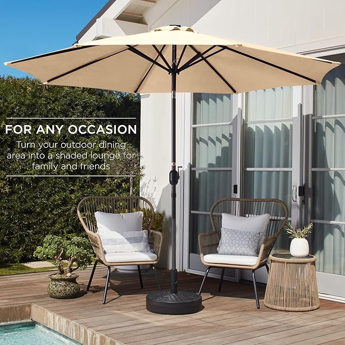 Best Choice Products 10ft Outdoor Steel Polyester Market Patio Umbrella w/Crank, Easy Push Button, Tilt, Table Compatible