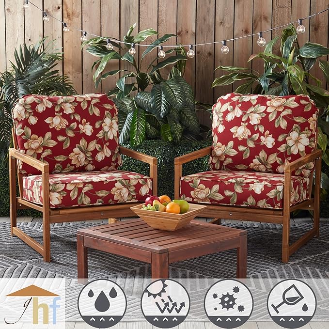 Greendale Home Fashions Outdoor Reversible 2-Piece Deep Seat Cushion Set, Tuscan Floral