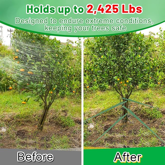 2,425 Lbs Strength Tree Straps - 216FT Tree Tie Support Straps for Staking, Green Blend in with Landscaping for Guying Young Trees Straight and Storm Protection, for Outdoor Plants, 1" Wide