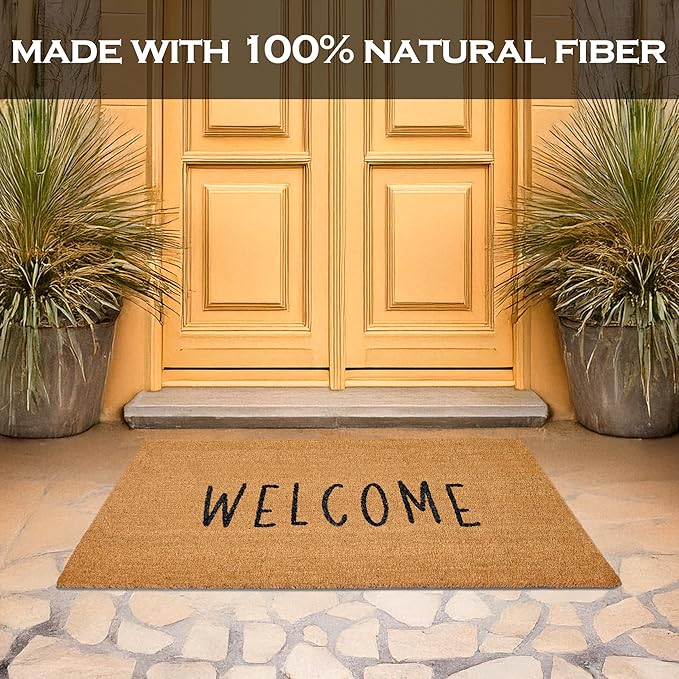 MAINEVENT Welcome Long Door Mat 48x24 Inch, Oversized Welcome Mat for Double Door Covered Outdoor Entrance with Non-Slip PVC Backing