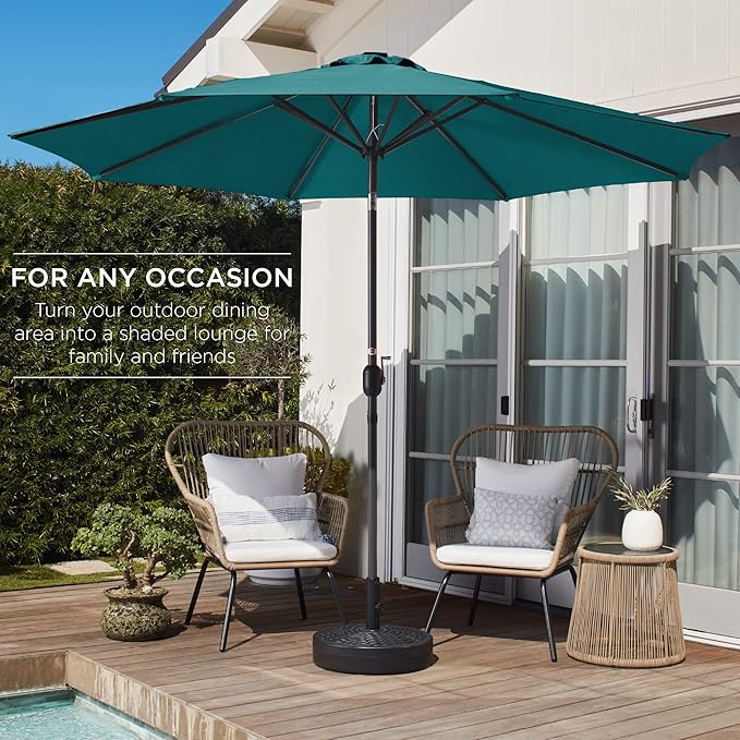 Best Choice Products 10ft Outdoor Steel Polyester Market Patio Umbrella w/Crank, Easy Push Button, Tilt, Table Compatible