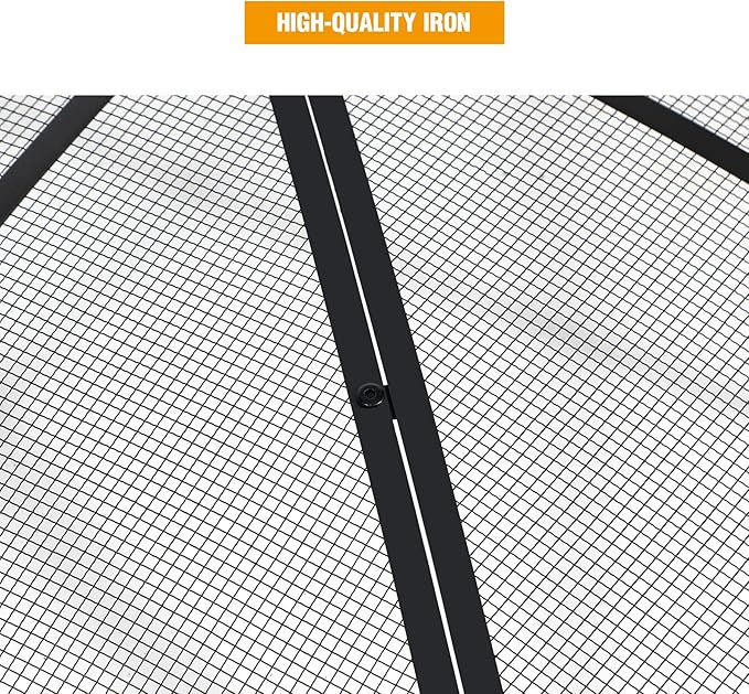 Lineslife Fire Pit Spark Screen 40 Inch Cover Round, Heavy Duty Collapsible Outdoor Fire Pit Mesh Screen, Metal Fire Pits Top Lid with Ring Handle for Patio Backyard, Black