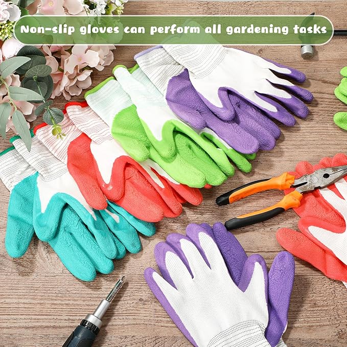 24 Pairs Gardening Gloves for Women Breathable Rubber Coated Garden Gloves Ladies Yard Protective Work with Grip for Outdoor Indoor Yard, General Purpose, 4 Colors