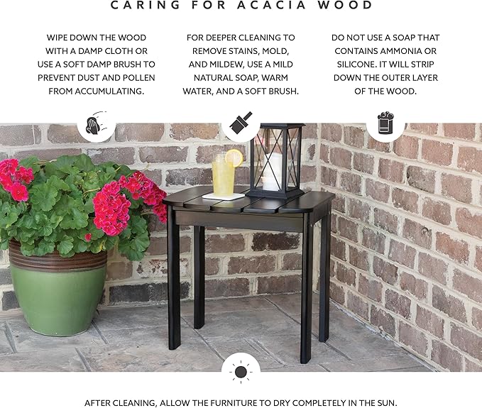 Linon Jayde Black Solid Wood Outdoor Adirondack Side Accent Table