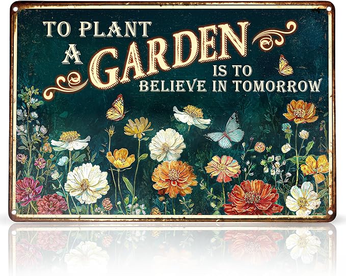 Garden Sign - Vintage Gardening Metal Signs for Outside - Patio Gardening Gifts for Women, Men, Plant Lovers, Gardeners - Home Fence Decor Outdoor Greenhouse Garden Signs - 12''x8'' Metal Sign