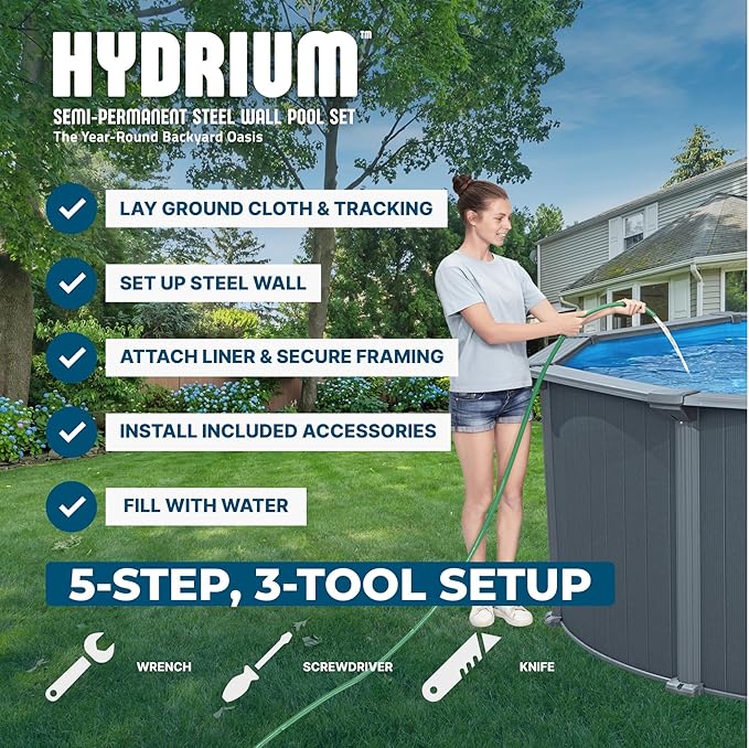 Bestway Hydrium 24' x 52" Round Steel Wall Above Ground Pool Set