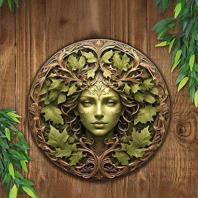 KVTTOZA 2D Metal Tree Woman Wall Art Decor, 11.8Inch Flat Outdoor Garden Wall Decors Gardens Guardian Decor Wall Art for Indoor Outdoor Room Garden Porch Fence Decor