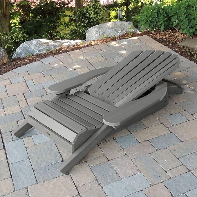 highwood Hamilton Made in the USA Folding and Reclining Adirondack Chair, Adult Size, Coastal Teak