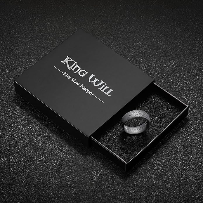 King Will Silicone Ring for Men and Women, 1.8mm Ultra Thick 6.6mm Width, Dome Metallic Style Comfort Fit - Breathable Durable Flexible Wedding Band