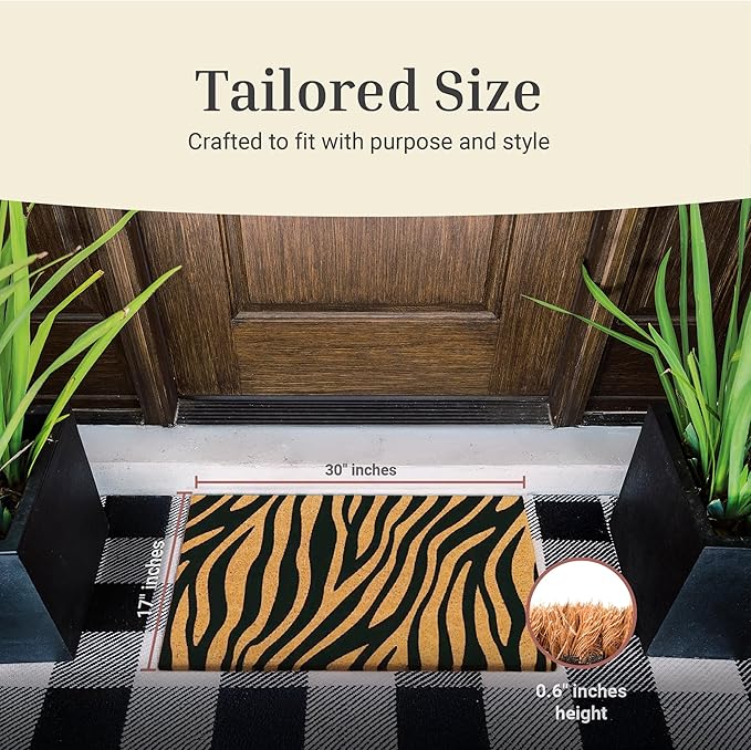 THEODORE MAGNUS Door Mat - Cat Welcome Mat for Front Door with Non-Slip Backing - Durable Doormat - Perfect for Outside Entrance Matt - Outdoor/Indoor - Safari Stride - 17" x 30"