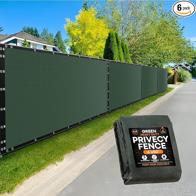 Xpose Safety Privacy Fence Screen 6’ x 50’ (6 Pack) – Heavy Duty Green Mesh with 90% Visibility Block, UV Protection – for Garden, Yard, Nursery, Kennel, Dog Run, Greenhouse