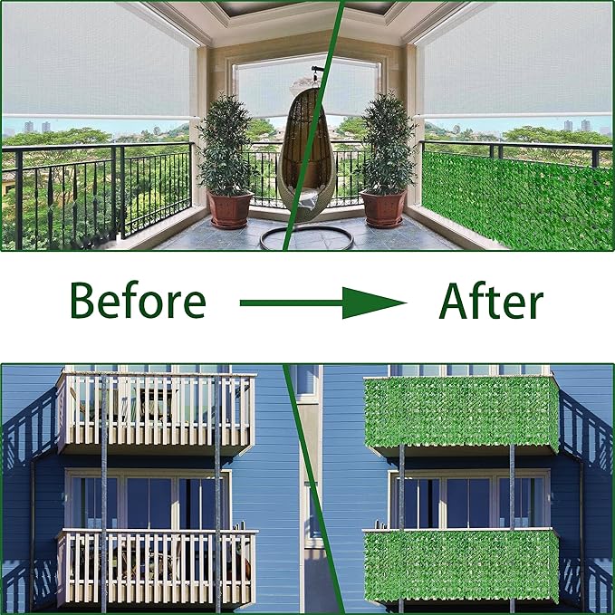 Artificial Ivy Privacy Fence Wall Screen: 48X120 in UV-Anti Faux Greenery Backdrop Ivy Vine Leaf Hedges Fence Panels for Patio, Balcony, Garden, Backyard Indoor Outdoor Light Green Decor