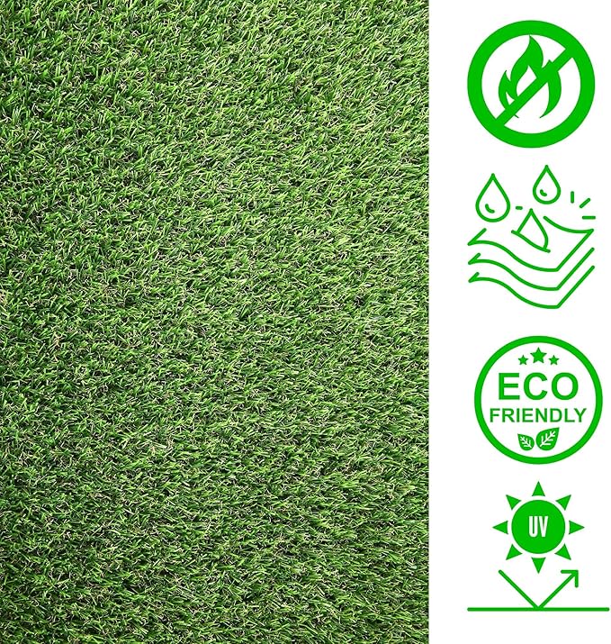 Artificial Grass Turf, 13ft x 48ft (624 ft²) 20mm Pile Height Indoor Outdoor Synthetic Realistic Faux Fake Astroturf Rug Carpet Mat for Balcony Decor Playground Patio Dogs