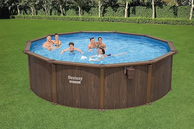 Bestway Hydrium 16' x 52" Above Ground Pool, Round Steel Side Wall Frame Outdoor Swimming Pool Set with Sand Filter Pump, Ladder & Accessories