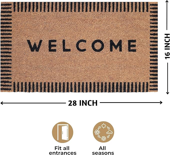 Folkulture Welcome Matt Outdoor | 16 x 28 Door Mats for Front Door Mat Outside Entrance | Eco Friendly | Welcome-Mats Cute | Coir Door Mats | Outdoor Decor for Home | Durable & Anti Slip