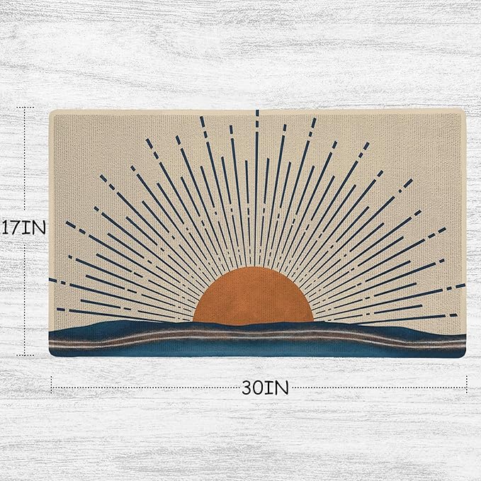Nogrit Boho Coir Doormat - Boho Botanical Rainbow, 17x30 inch for Indoor/Outdoor Entrance & Entryway