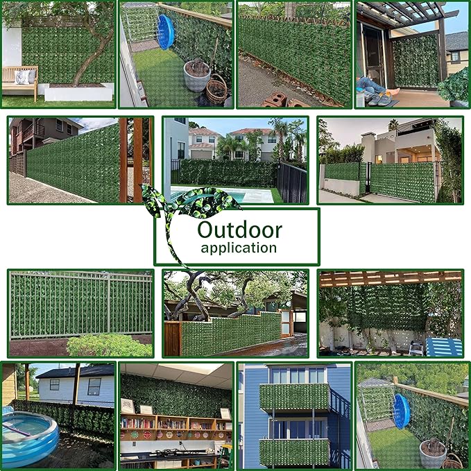 Artificial Ivy Privacy Fence Wall Screen, 48x120 in UV-Anti Faux Greenery Backdrop Ivy Vine Leaf Hedges Fence Panels for Patio, Balcony, Garden, Backyard Indoor Outdoor Green Wall Decor