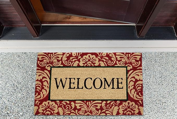 DII Natural Coir Doormat Outdoor Welcome Mat, 17x29, Damask