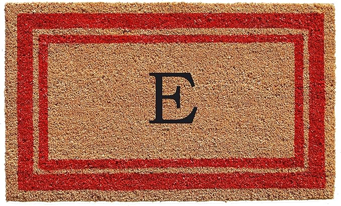 Calloway Mills 153031830E Red Border 18" x 30" Monogram Doormat, (Letter E)