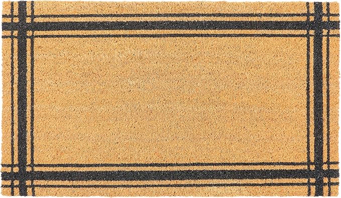 KAF Home Coir Doormat, Heavy-Duty, Weather Resistant, Non-Slip PVC Backing, 17 by 30 Inches, Black