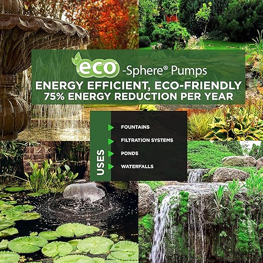 Alpine Corporation PUR5400C Eco-Sphere 5400 GPH Pond Pump with Controller and 33-ft Cord, Energy-Saving, Black/Red