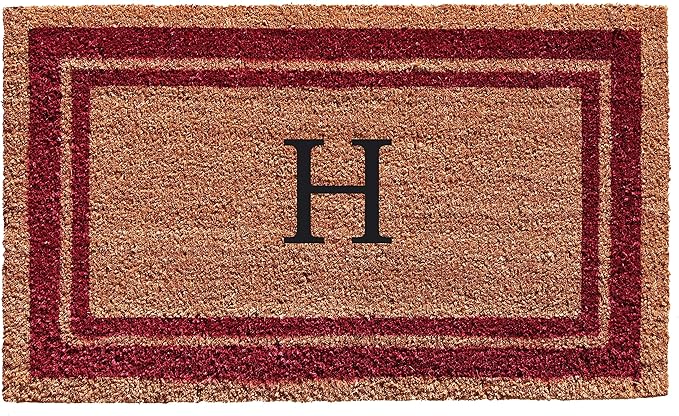 Calloway Mills 152992436H Burgundy Border 24" x 36" Monogram Doormat (Letter H)