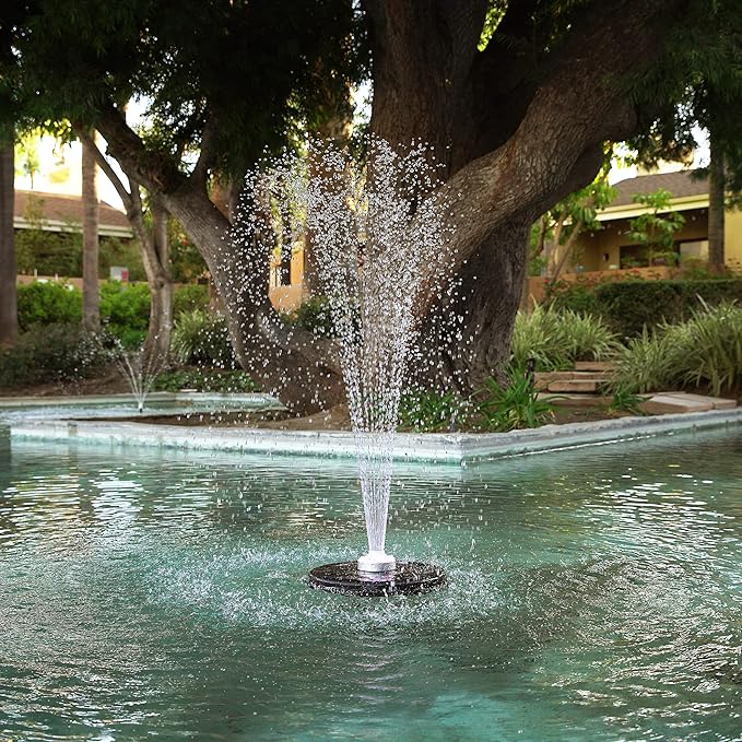 Alpine Corporation FTC102 | Floating Spray Fountain with 48 Color-Changing LED Lights & 398 GPH Pump — Decorative Outdoor Water Feature for Ponds or Pools — Black