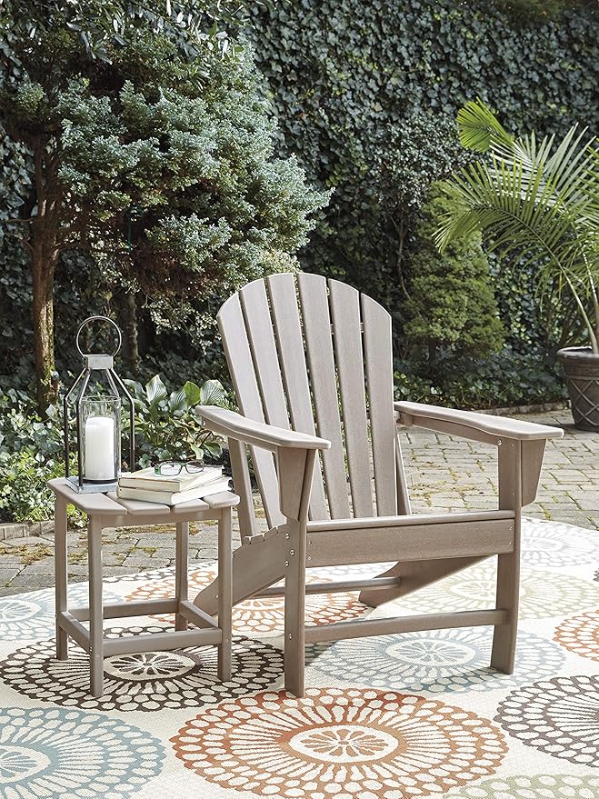 Signature Design by Ashley Sundown Treasure Outdoor Patio HDPE Adirondack Chair, Light Brown