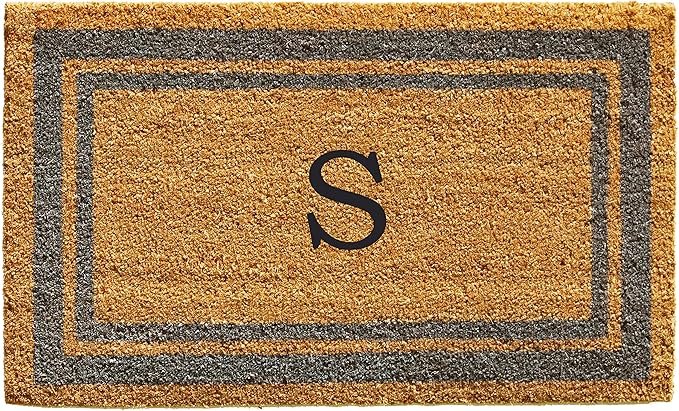 Calloway Mills 153022436S Periwinkle Border 24" x 36" Monogram Doormat, (Letter S)