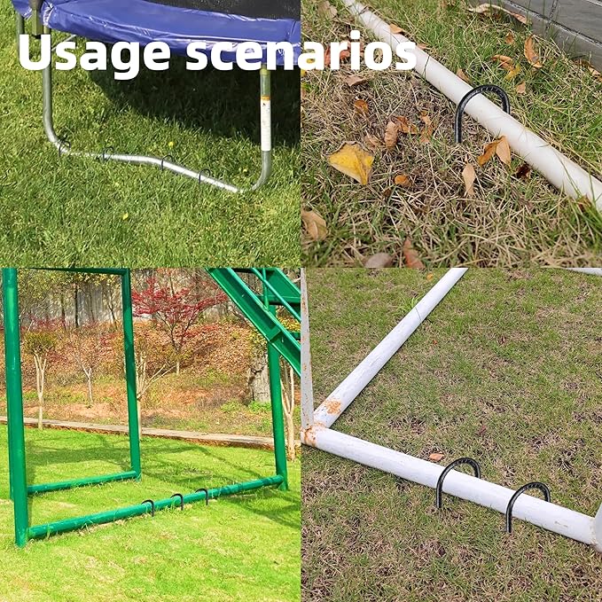 22 Pieces 12-Inch Garden Ground Stakes Galvanized Steel U Shape Hook Rebar Stake - Heavy Duty Anchors for Tents, Position Kits,Fences, and Trampolines