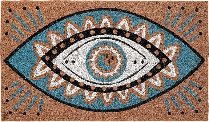 Folkulture Welcome Matt Outdoor | 16 x 28 Evil Eye Decor Mat for Front Door Mat Outside Entrance | Eco Friendly | Welcome-Mats Cute | Coir Door Mats | Outdoor Decor for Home | Durable & Anti Slip