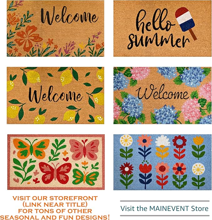 MAINEVENT Hydrangea Door Mat 30x17 Inch, Vibrant Hydrangea Doormat Outdoor, Hydrangeas Outdoor Mat for Spring, Floral Doormat for Summer, Welcome Mat Floral, Coir Spring Door Mat
