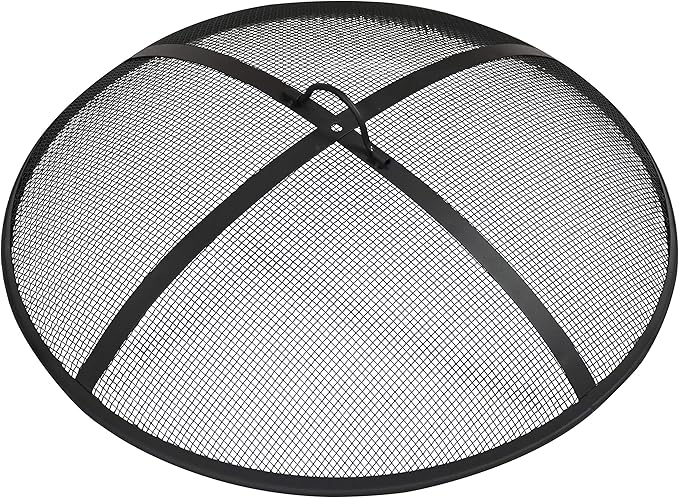 Sunnydaze Heavy-Duty Steel Mesh Fire Pit Screen - Fire Pit Spark Screen with Handle - 30-Inch Diameter
