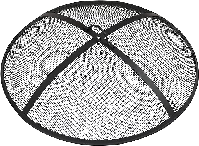 Sunnydaze Heavy-Duty Steel Mesh Fire Pit Screen - Fire Pit Spark Screen with Handle - 30-Inch Diameter