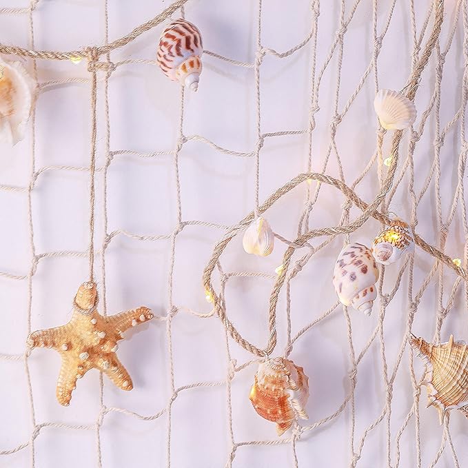 Seashell Garland Ocean Light for Beach Decor 7.2FT 39LED Battery Operated Coastal Garland Magic Conch Shell Beach Decorations for Home Coconut Girl Room Decor
